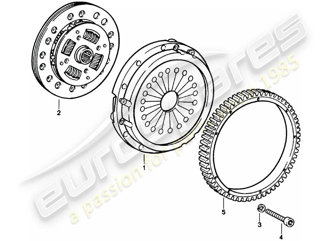 porsche 911 (1983) clutch parts diagram