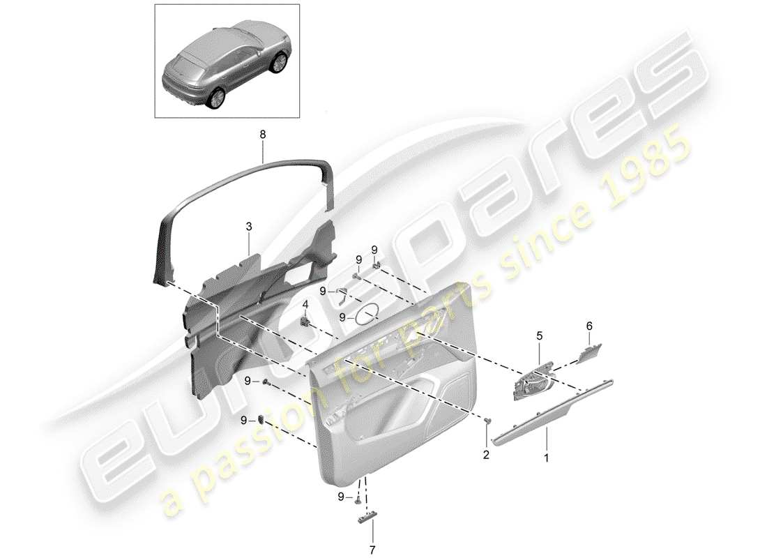 porsche macan (2020) accessories part diagram