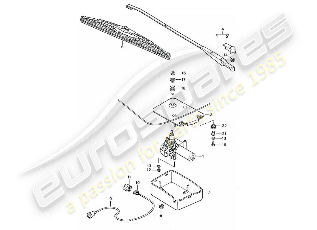 porsche 968 (1994) rear window wiper part diagram