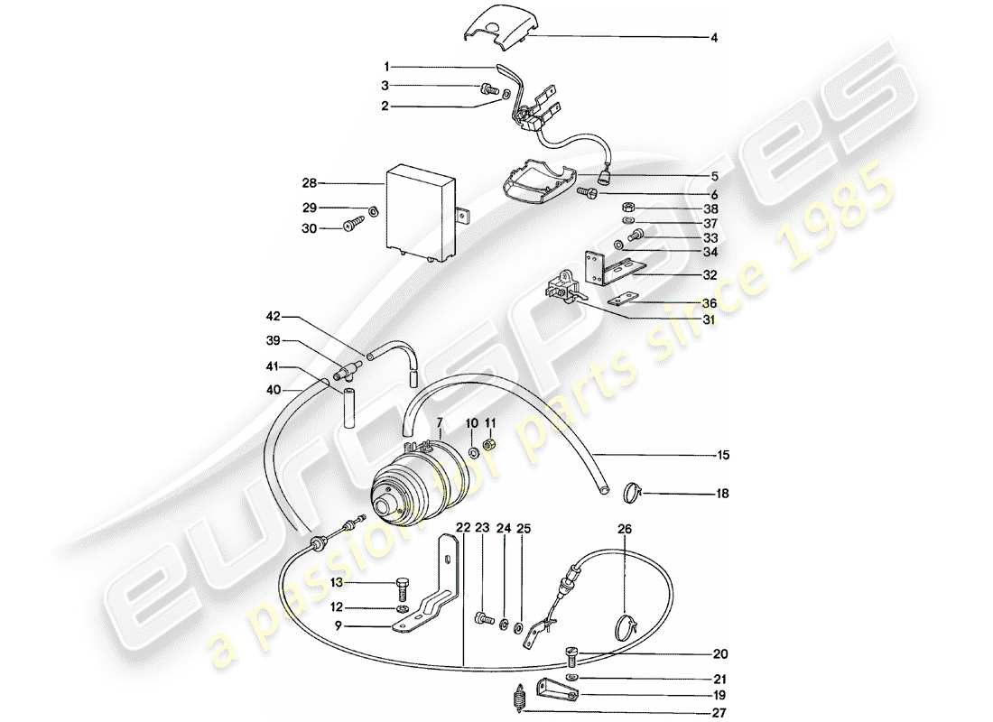 porsche 911 (1983) cruise control system parts diagram