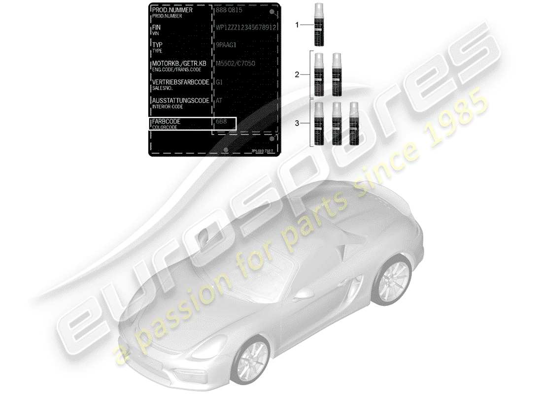 porsche 2016 paint touch-up stick part diagram