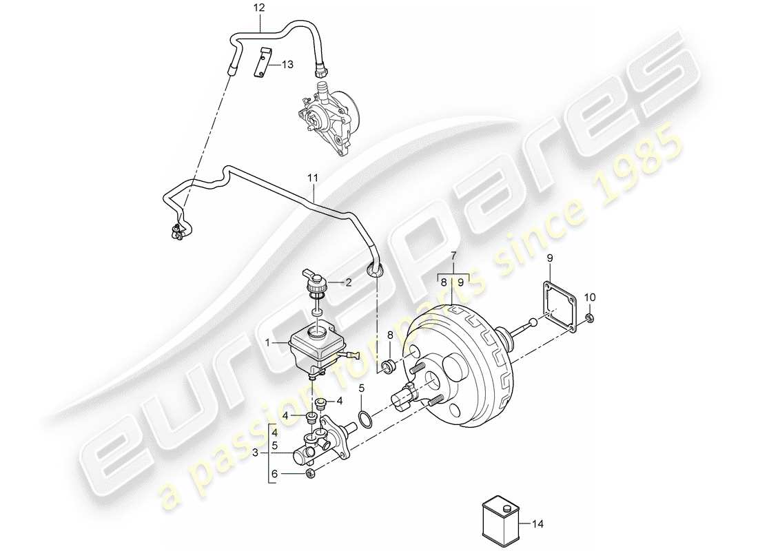 porsche cayenne (2008) brake master cylinder part diagram