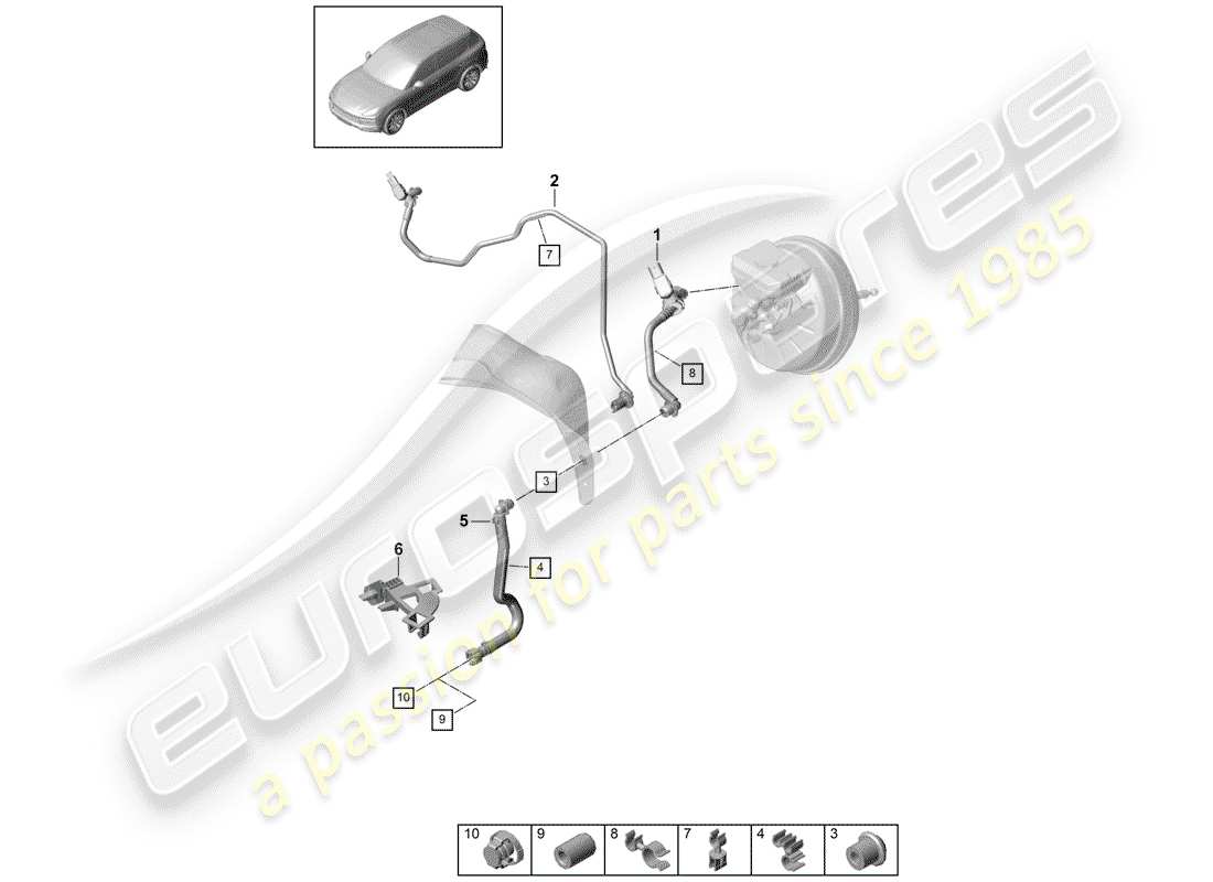 porsche cayenne e3 (2018) vacuum line parts diagram