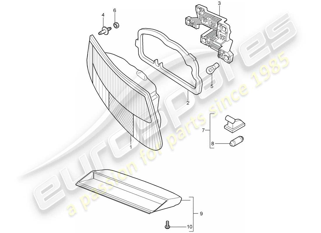 porsche cayman 987 (2006) rear light part diagram