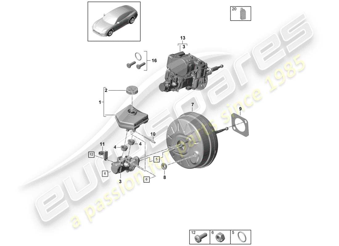 porsche panamera 971 (2017) brake master cylinder part diagram
