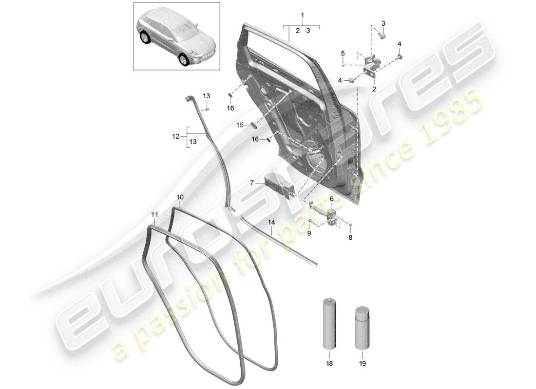 porsche macan (2018) door shell part diagram