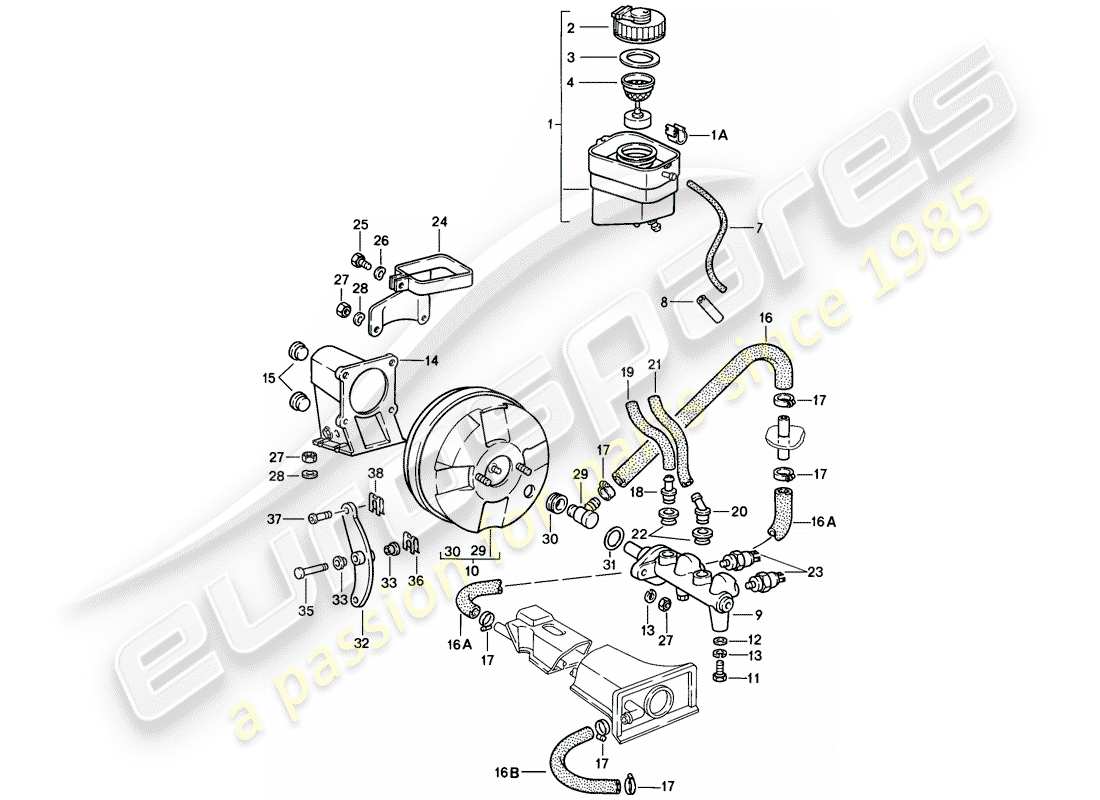 porsche 911 (1986) reservoir for - brake fluid - brake master cylinder part diagram