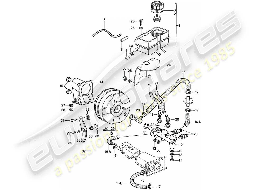 porsche 911 (1987) reservoir for - brake fluid - brake master cylinder part diagram