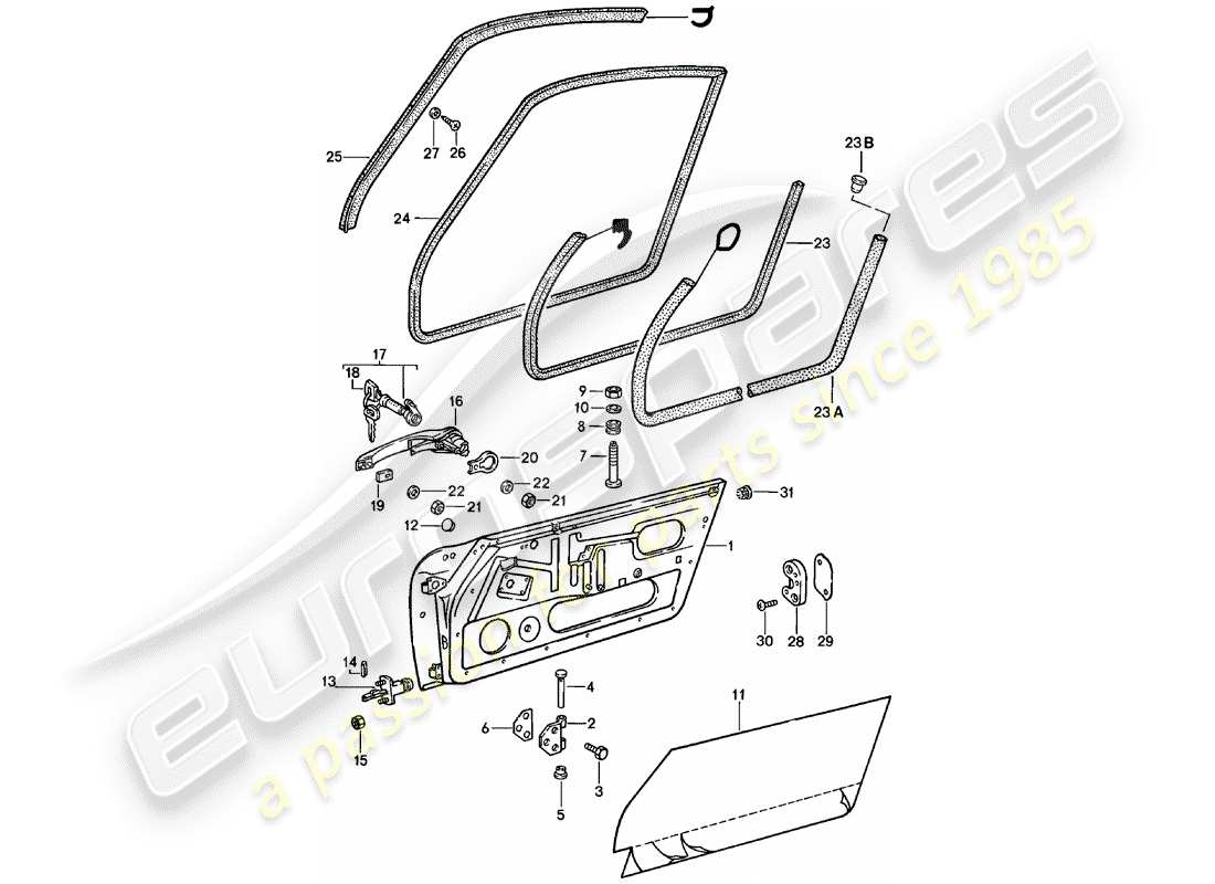 porsche 911 (1983) doors parts diagram