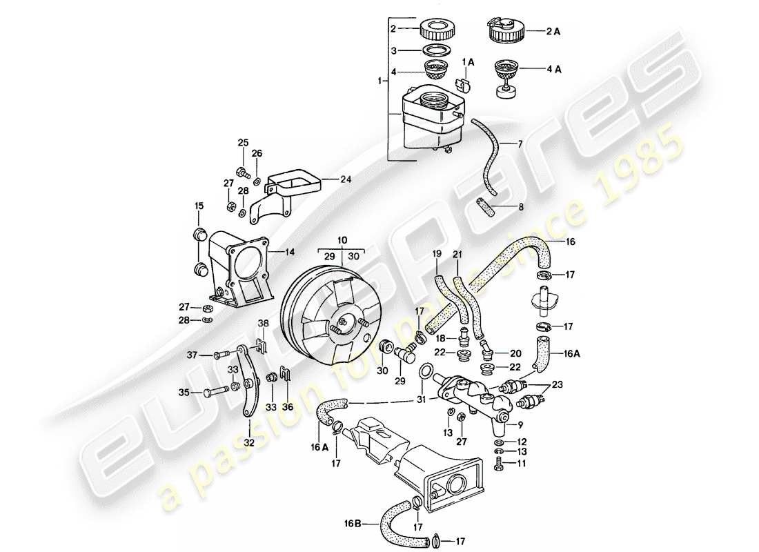 porsche 911 (1983) reservoir for - brake fluid parts diagram