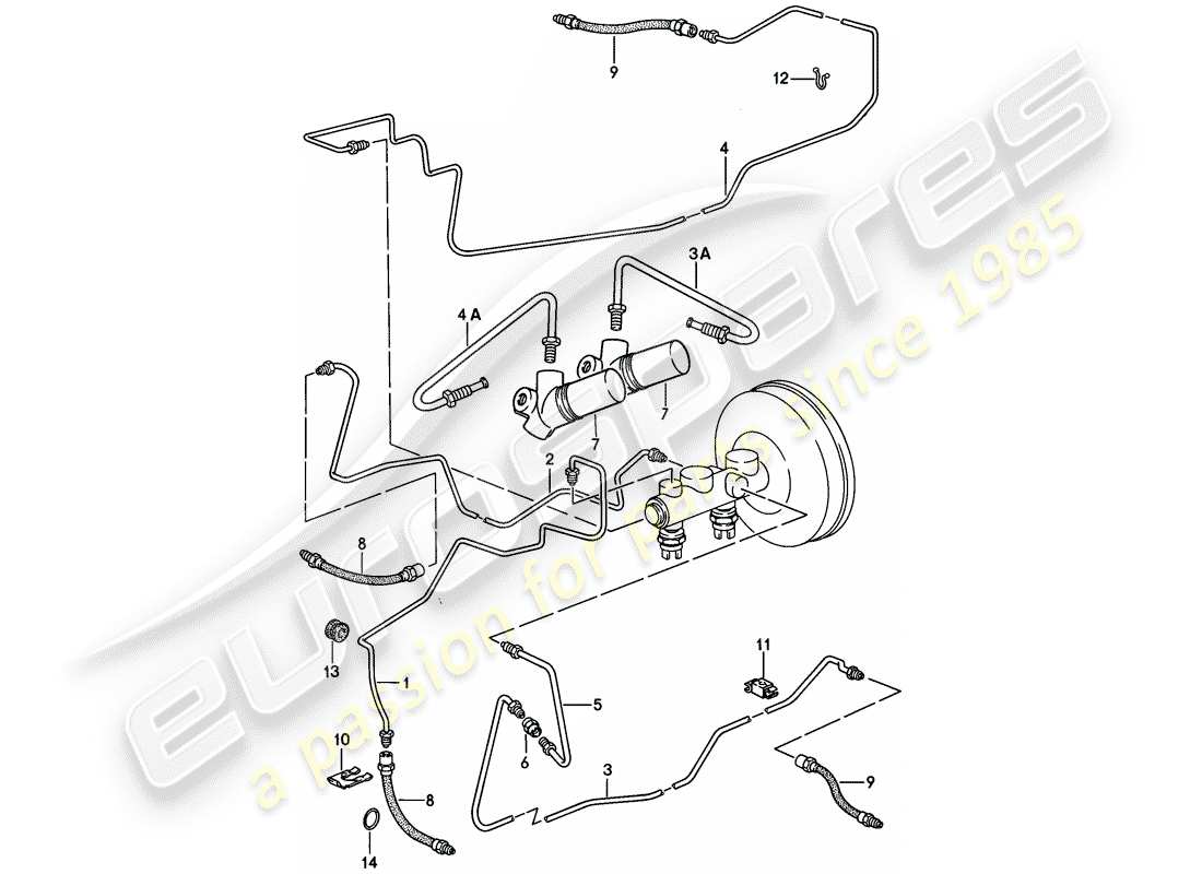 porsche 928 (1982) brake lines - only in combination with: - vacuum booster - 928.355.023.03 /04 - without: - brake pressure regulator - f >> 92-88101 129 part diagram