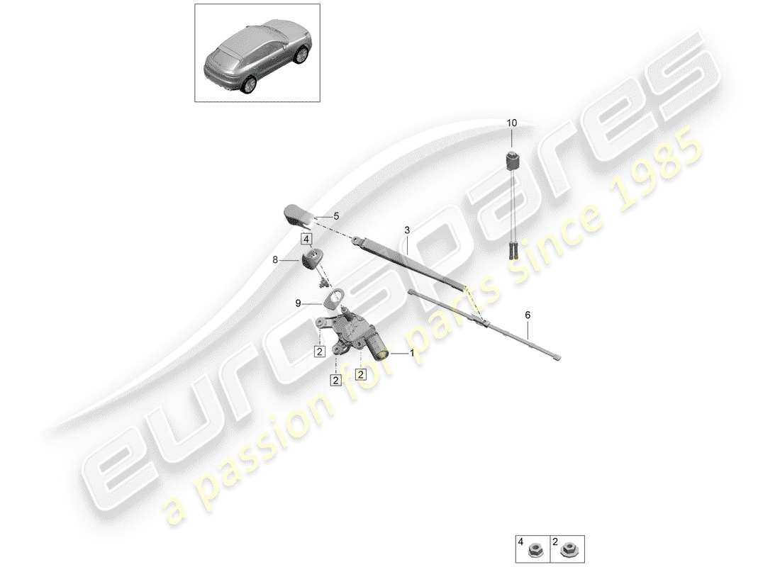 porsche macan (2020) rear window wiper part diagram