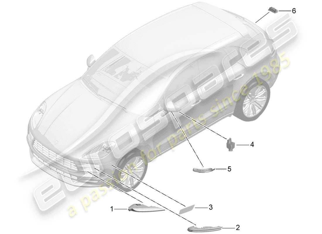 porsche macan (2020) turn signal repeater part diagram