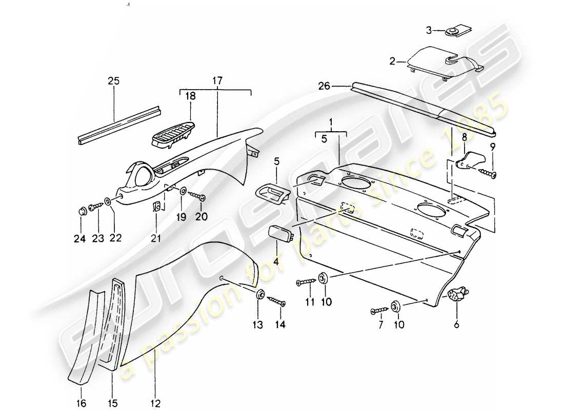 porsche 993 (1994) interior equipment - d - mj 1996>> parts diagram