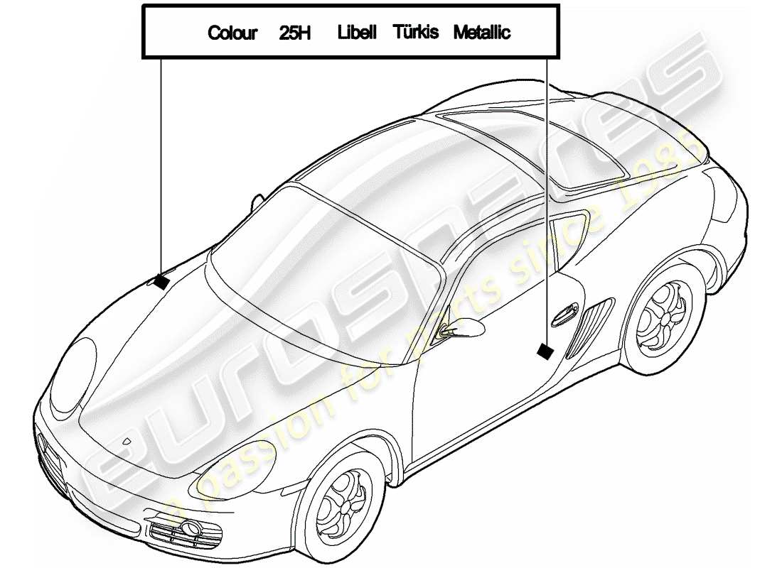 porsche cayman 987 (2010) paint touch-up stick parts diagram