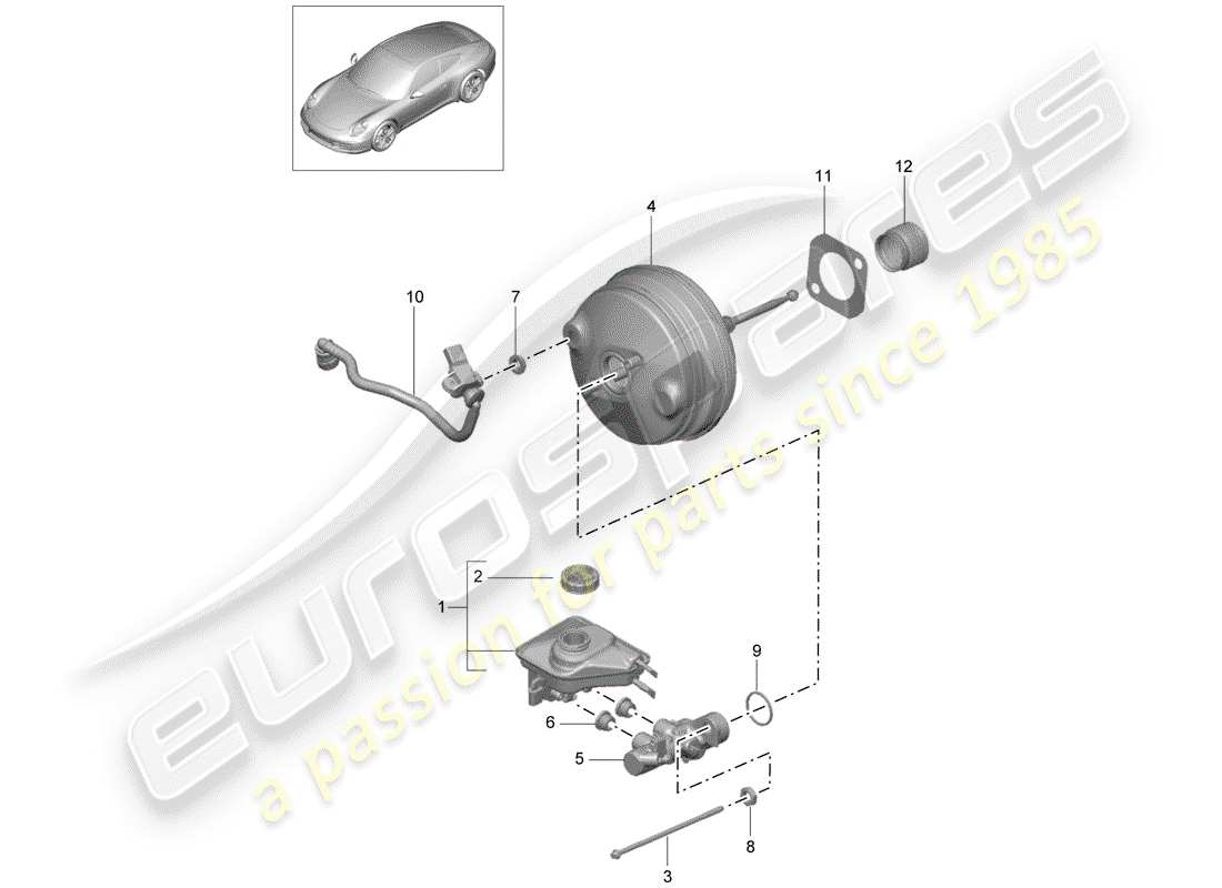 porsche 991 (2015) brake master cylinder part diagram