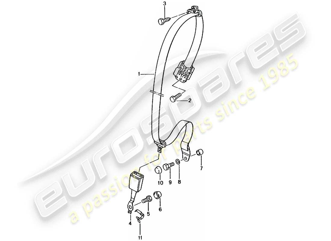porsche 996 (2001) three-point seat belt part diagram