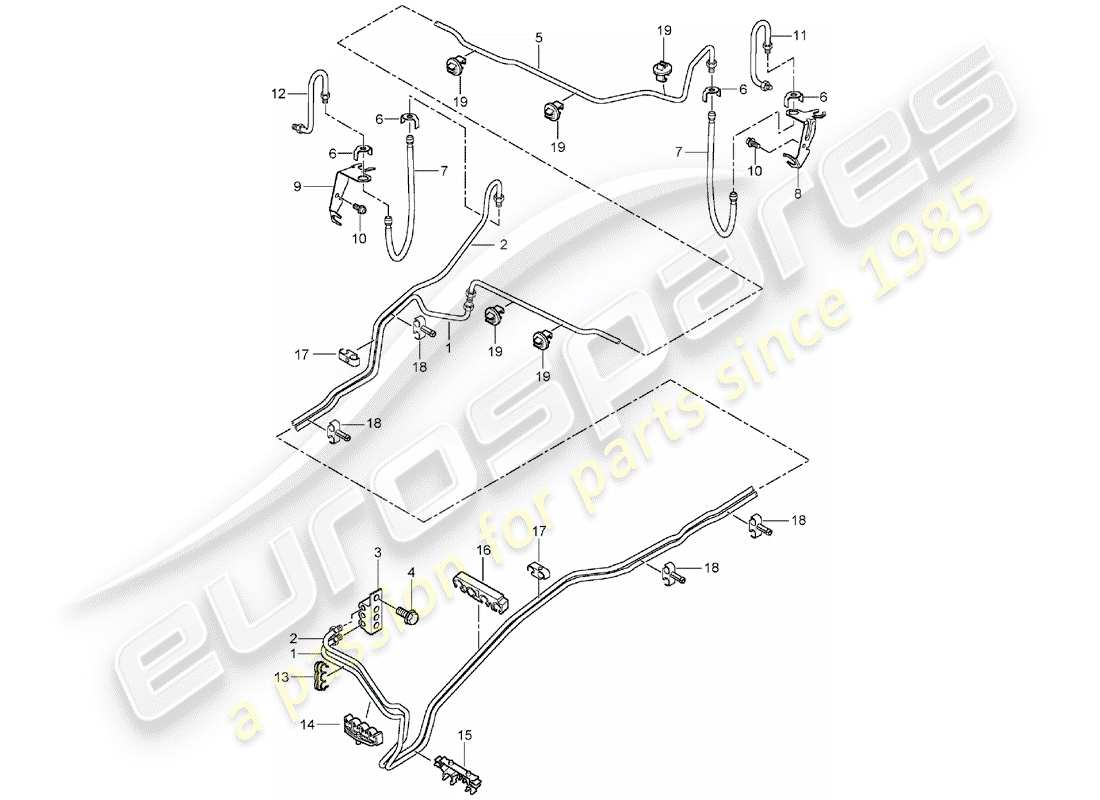 porsche cayenne (2003) brake line part diagram