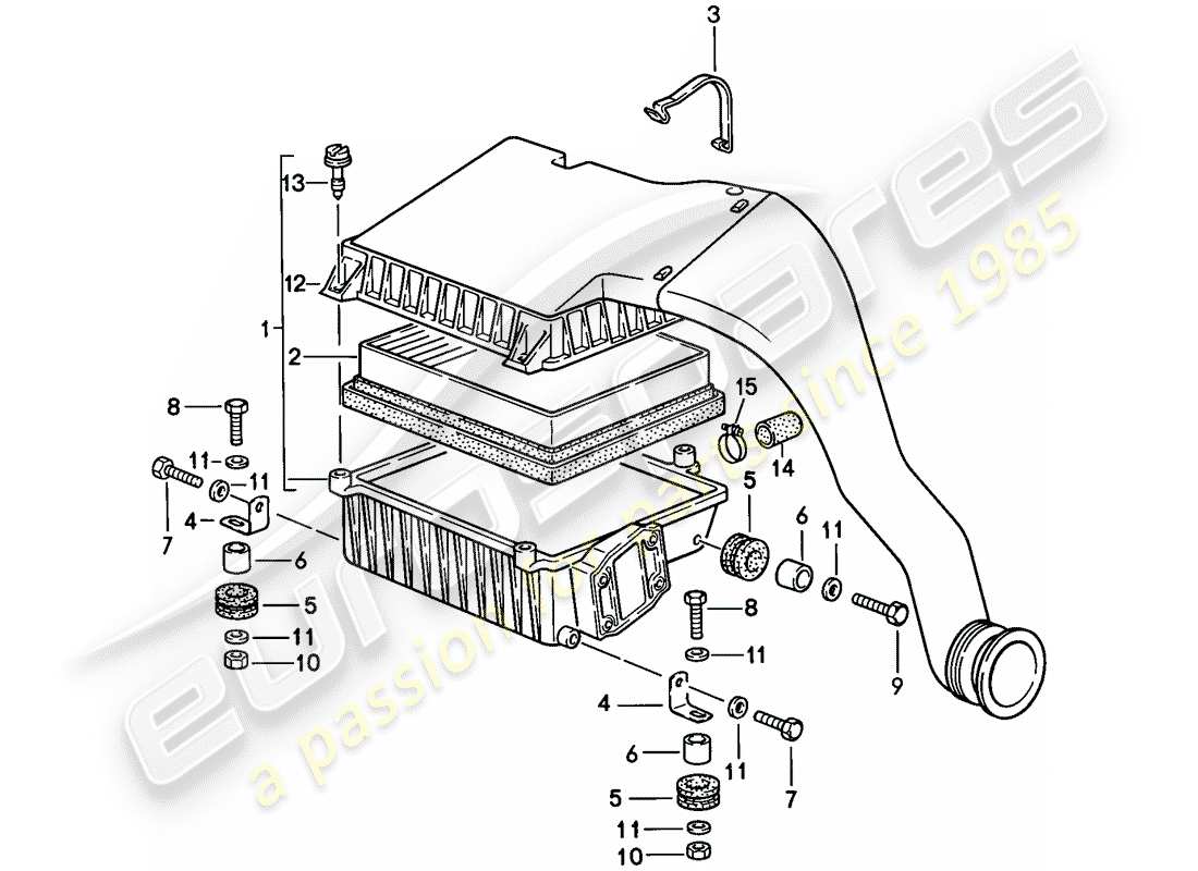 porsche 944 (1986) air cleaner system parts diagram