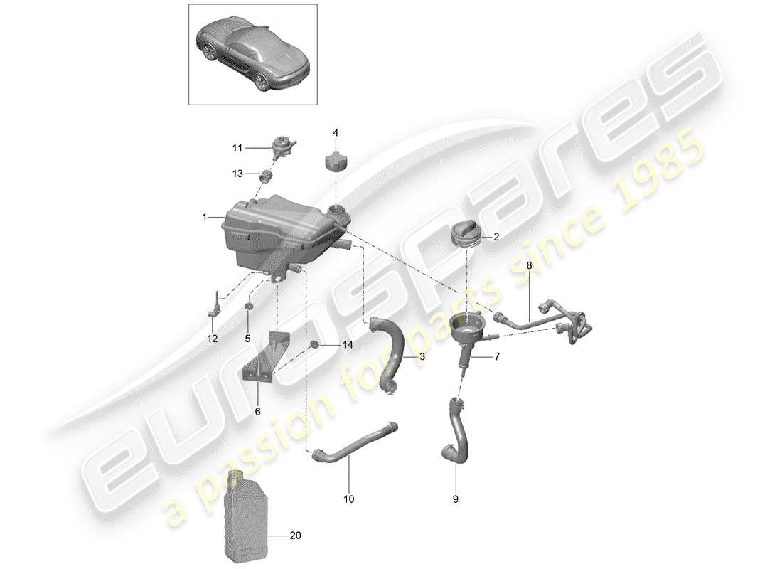 porsche boxster 981 (2012) water cooling 3 part diagram