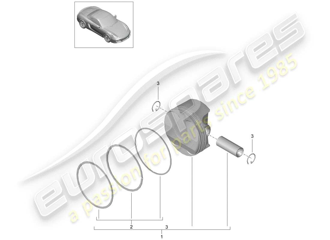 porsche boxster 981 (2012) piston parts diagram