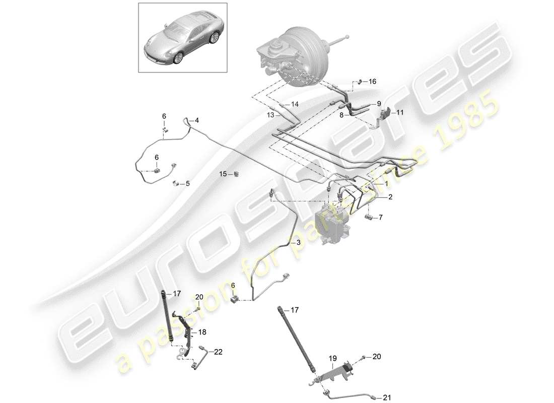 porsche 991 gen. 2 (2019) brake line part diagram