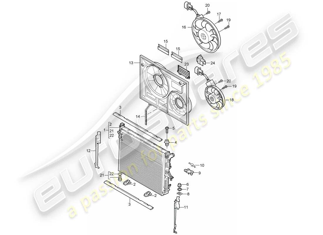 porsche cayenne (2005) water cooling part diagram