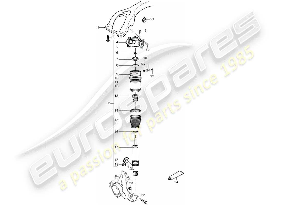 porsche cayenne (2005) shock absorber part diagram