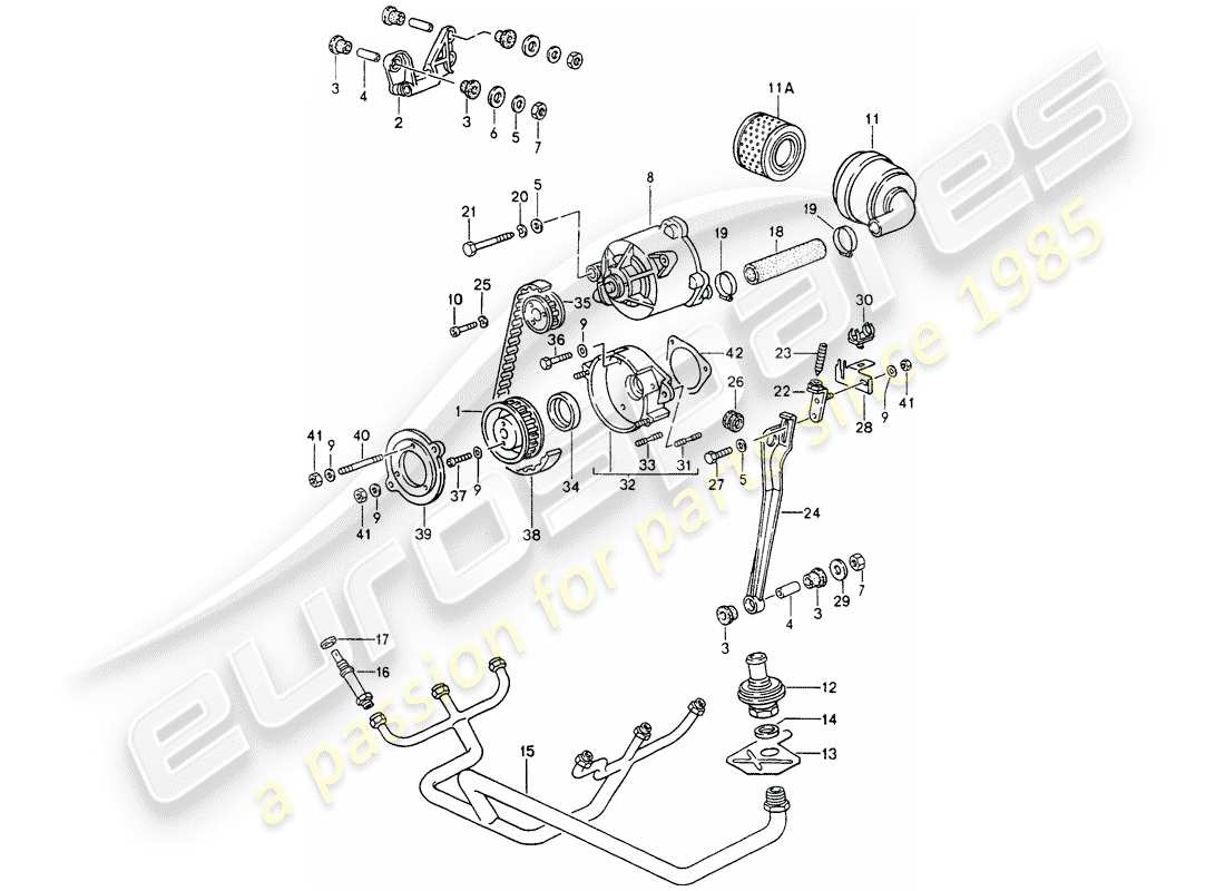 porsche 964 (1991) air injection part diagram