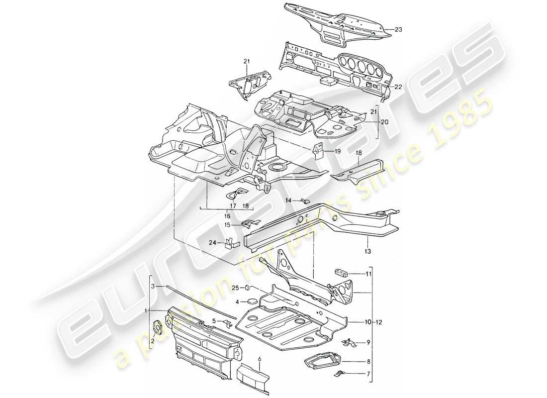 porsche 964 (1991) frame part diagram