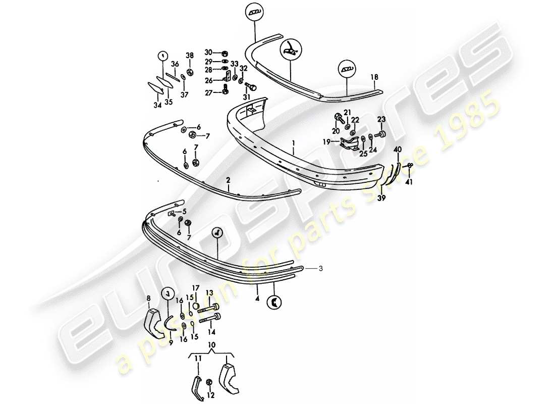 porsche 911/912 (1967) bumper - d - mj 1969>> part diagram