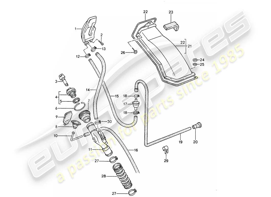 porsche 968 (1994) filler neck part diagram