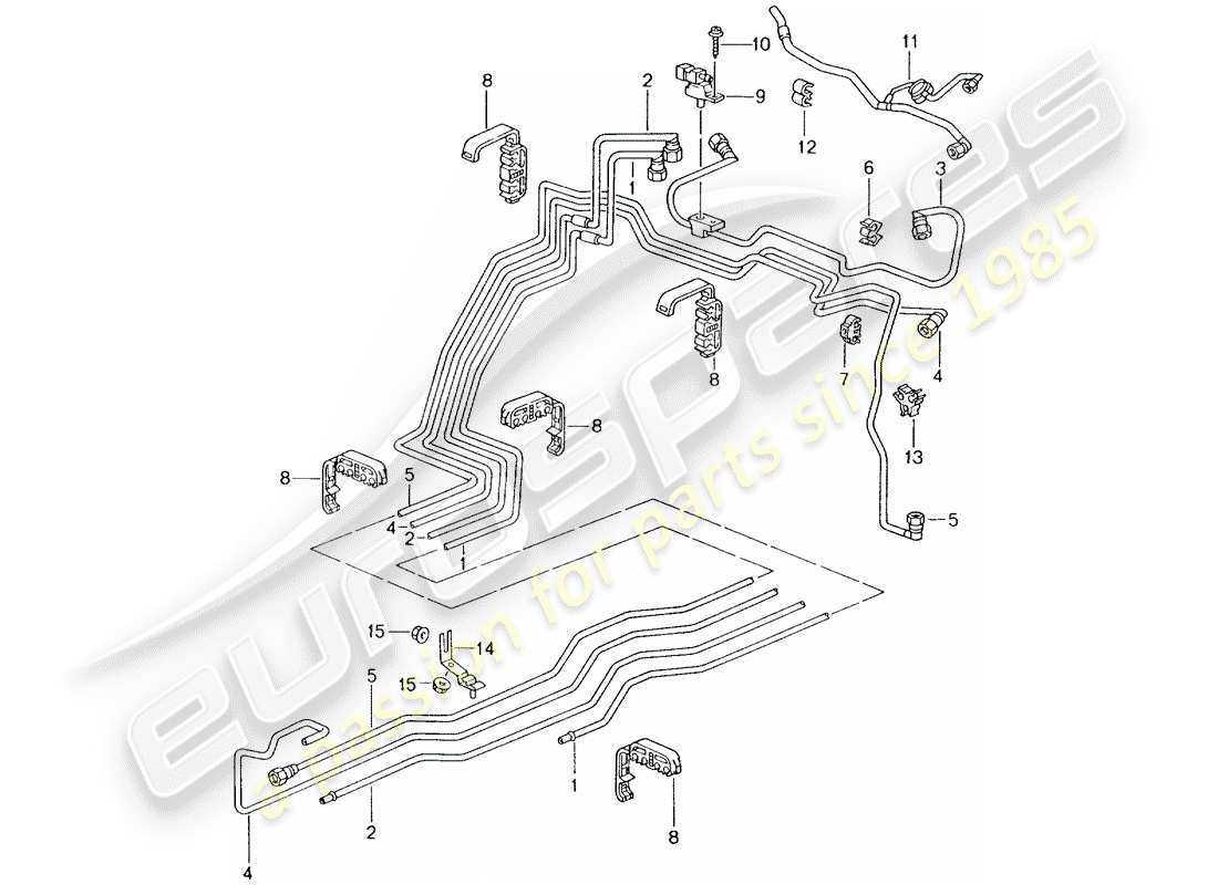 porsche 996 (2000) fuel line - fuel supply system part diagram