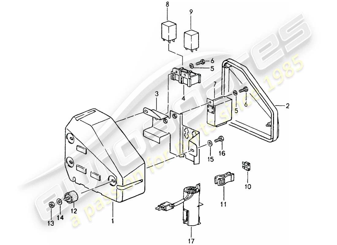 porsche 964 (1991) fuse box/relay plate - engine compartment part diagram