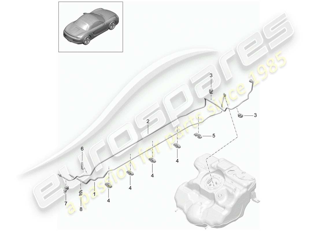 porsche boxster 981 (2015) fuel system parts diagram