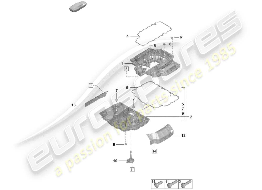 porsche 992 (2020) oil pan part diagram