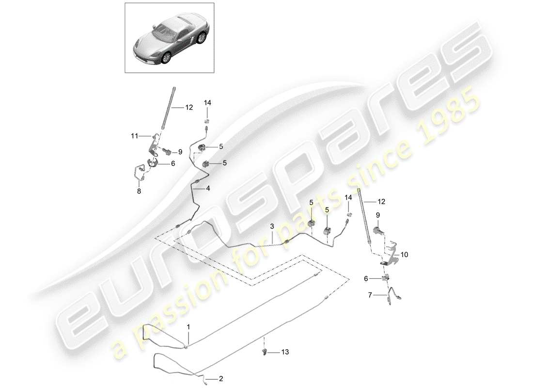 porsche 718 boxster (2017) brake line part diagram