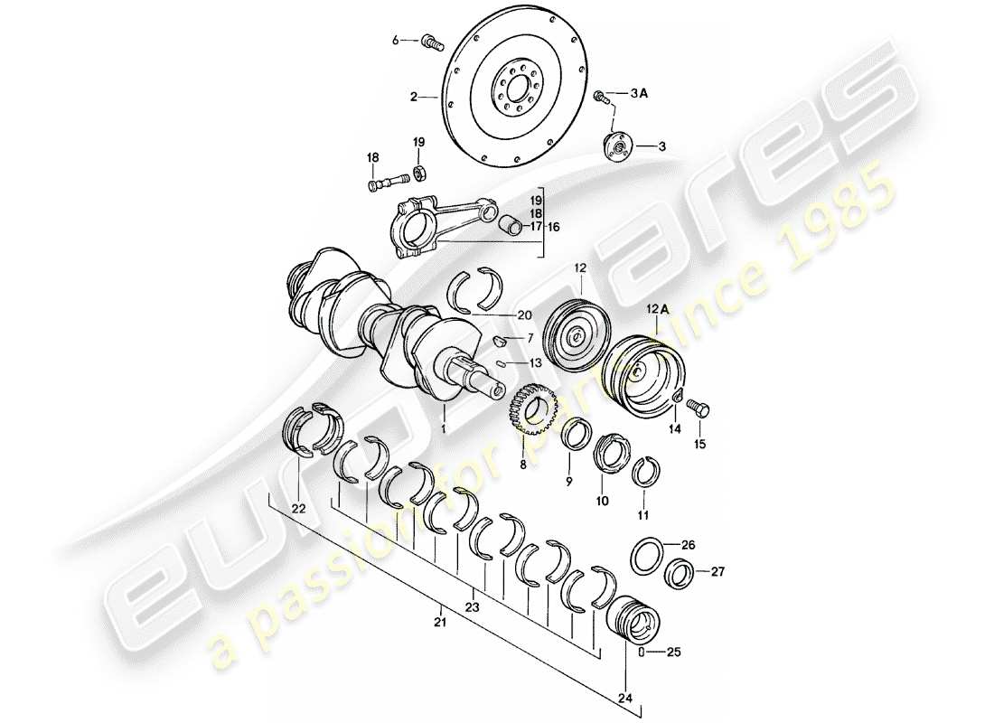 porsche 911 (1983) crankshaft parts diagram