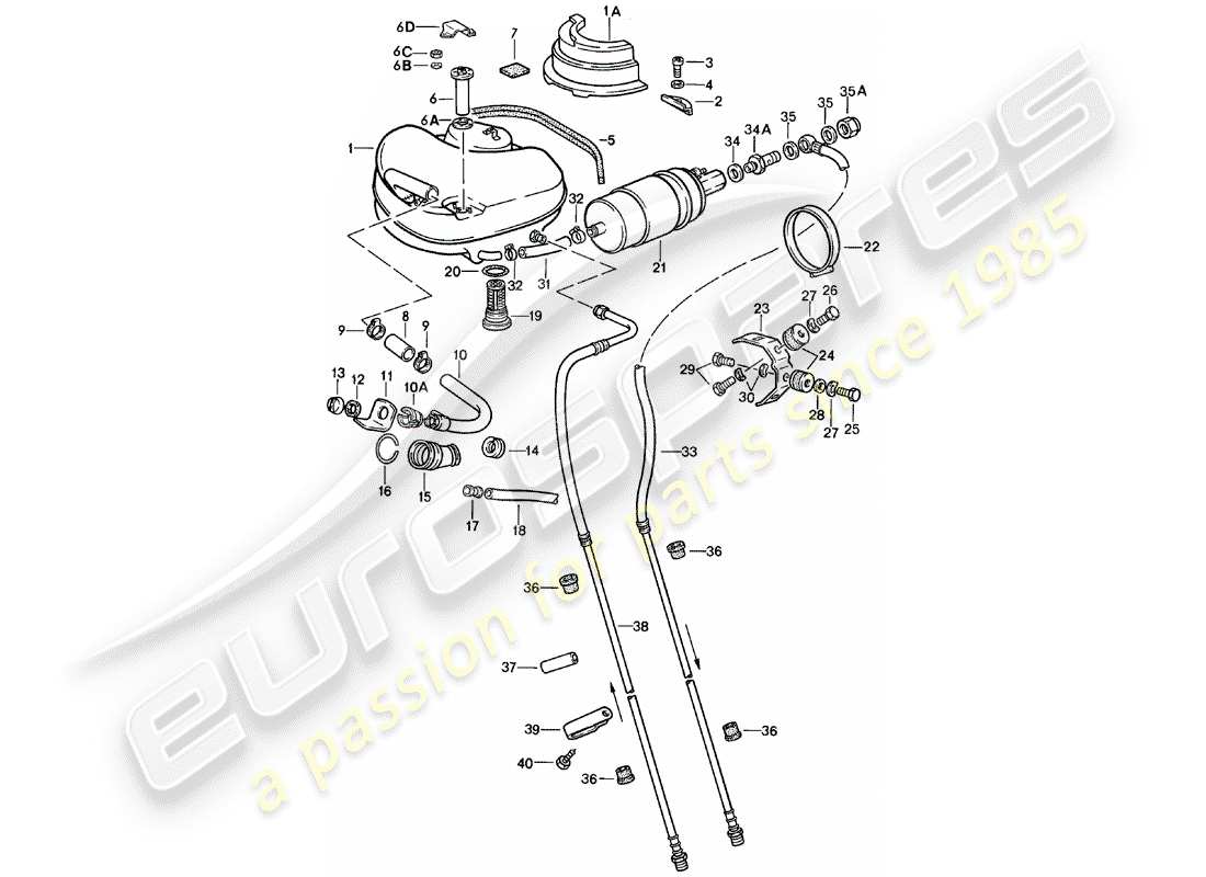 porsche 911 (1983) fuel system parts diagram