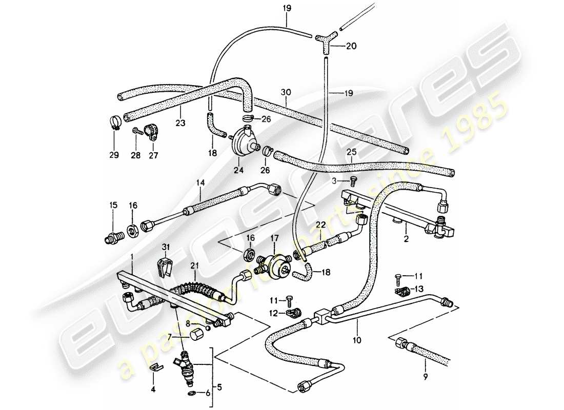 porsche 964 (1991) l-jetronic - lines part diagram