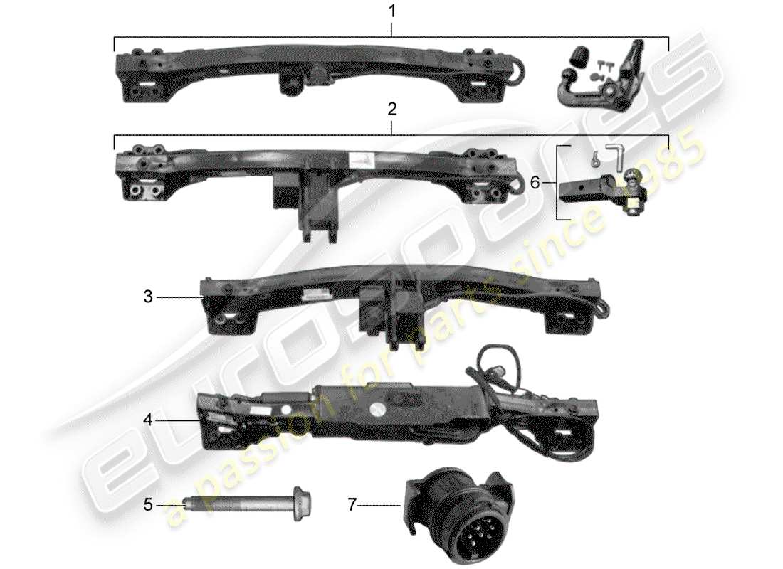 porsche tequipment cayenne (2020) tow hitch parts diagram