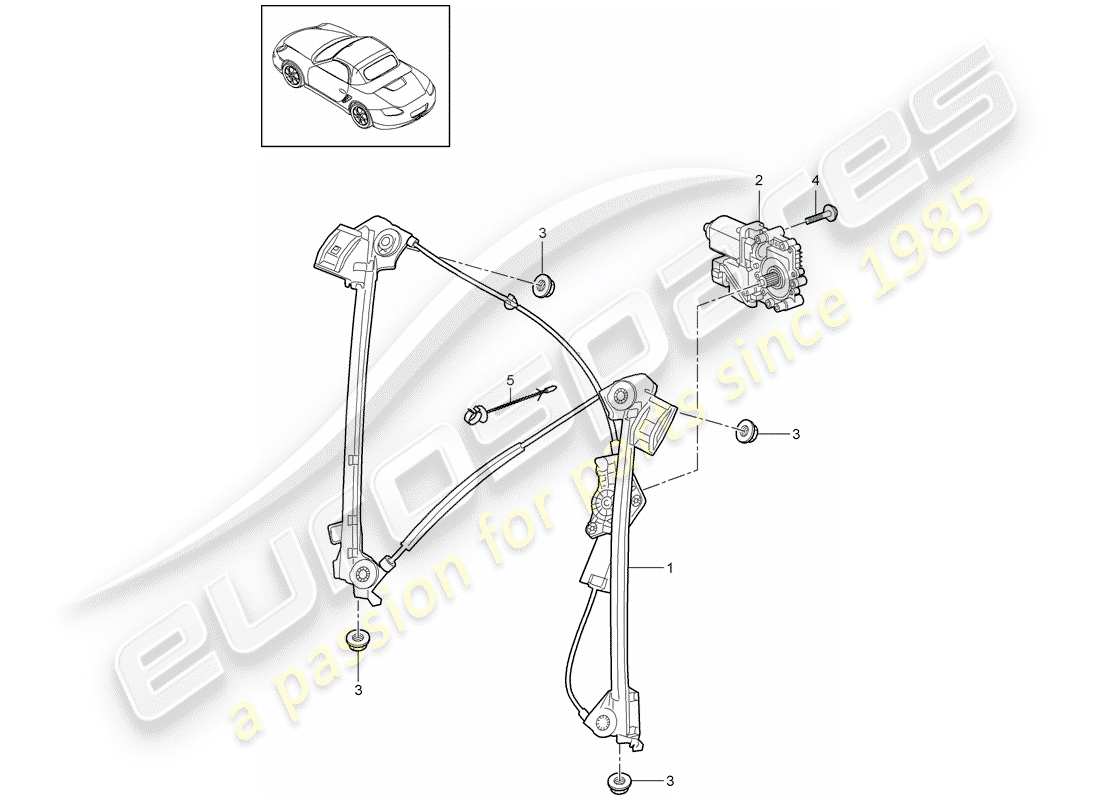 porsche boxster 987 (2009) window regulator parts diagram