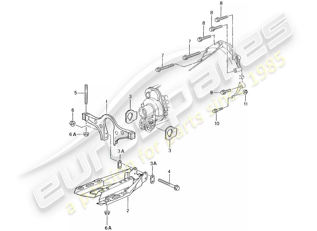 porsche 996 (2003) manual gearbox - gearbox mounting - engine part diagram