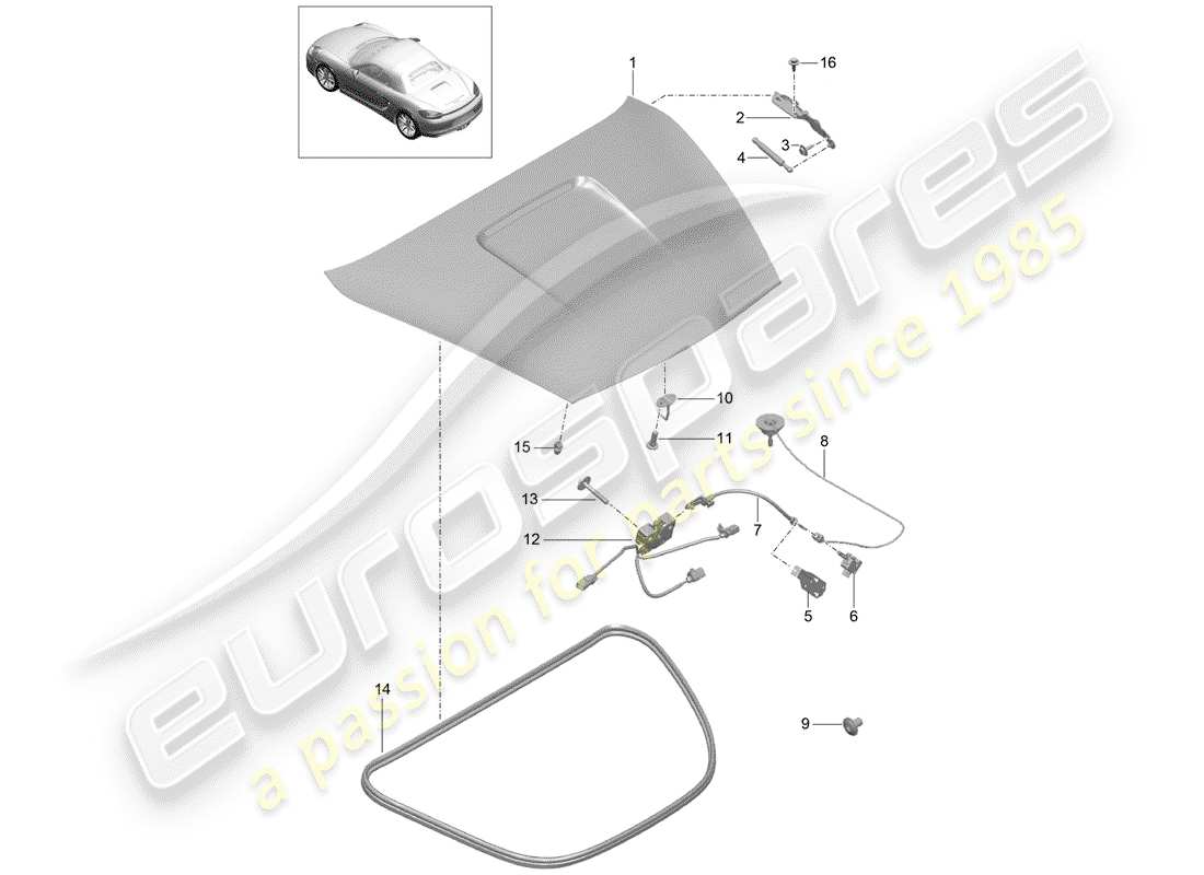 porsche boxster 981 (2012) cover part diagram