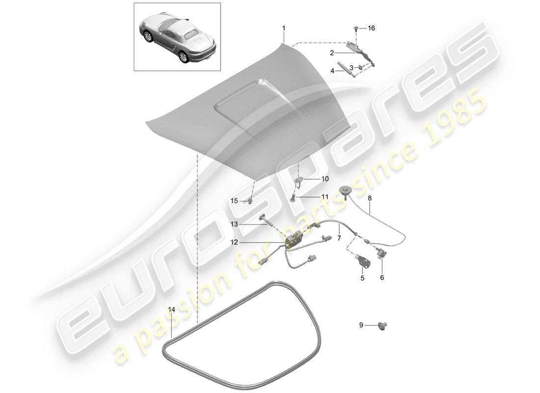 porsche 718 boxster (2019) cover part diagram