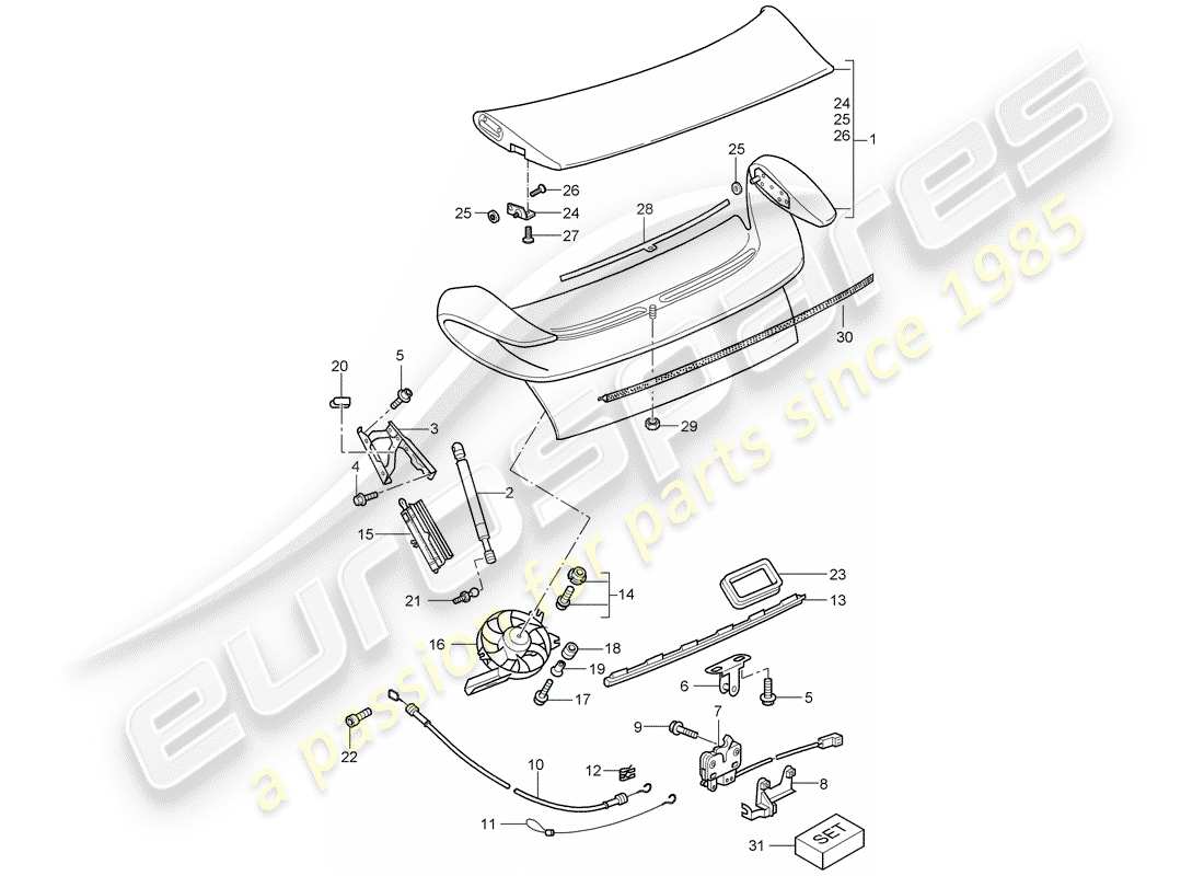 porsche 996 gt3 (2001) cover - d >> - mj 2002 part diagram