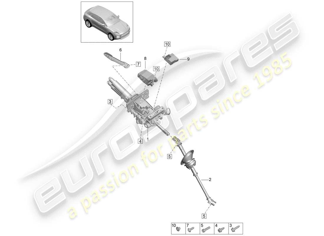 porsche macan (2020) steering column part diagram