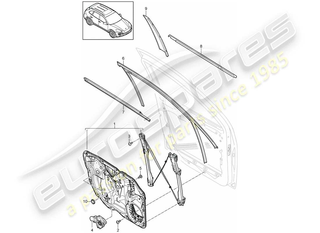 porsche cayenne e2 (2018) window regulator part diagram