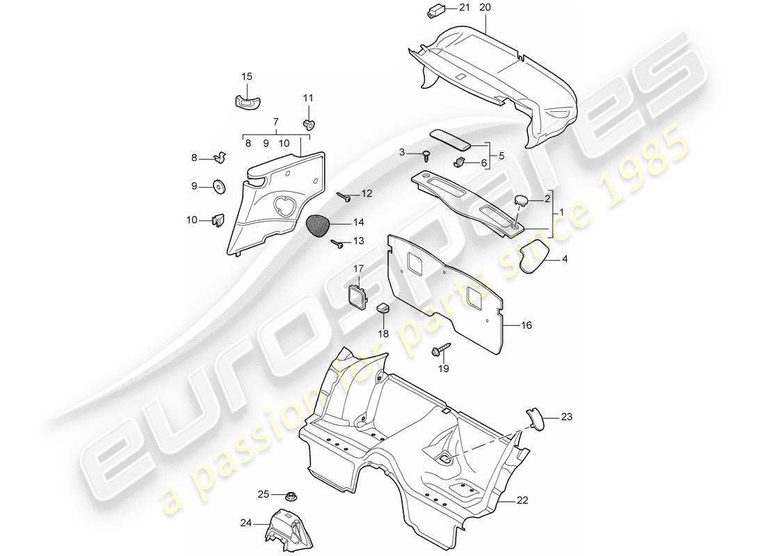 porsche 997 t/gt2 (2007) trims part diagram