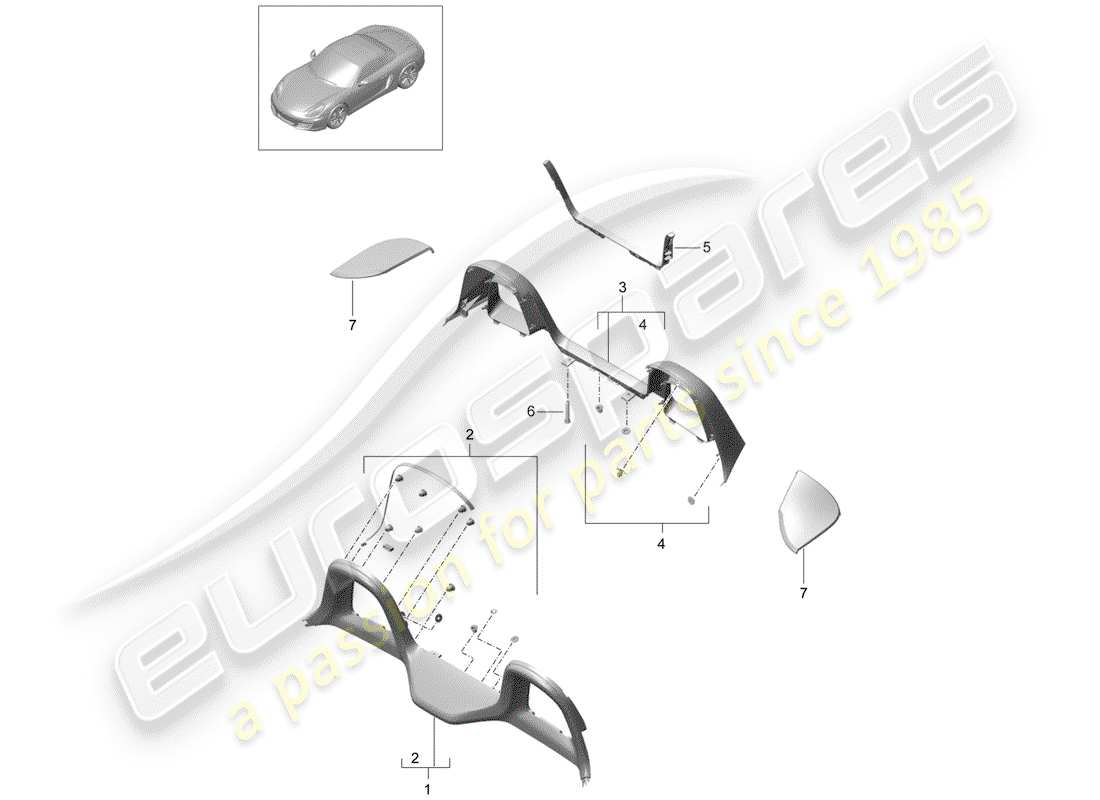 porsche boxster 981 (2013) trims parts diagram